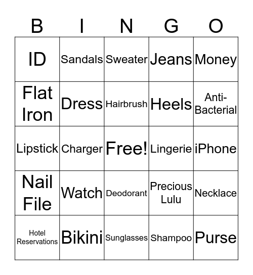 What's Inside Nati's Honeymoon Suitcase?! Bingo Card