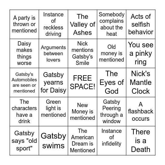 Movie Bingo Card