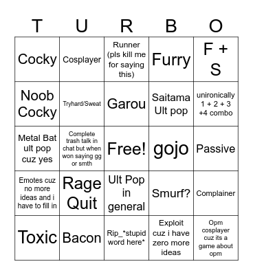 TSB Duels bingo Card