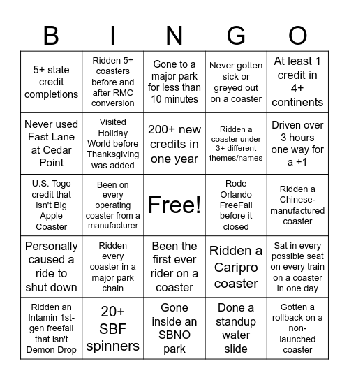 OCG Impossible Bingo Card