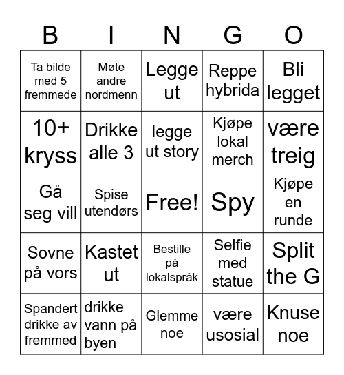 Blåtur Bingo Card