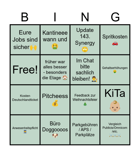 Town Hall Bingo 15.01 Bingo Card