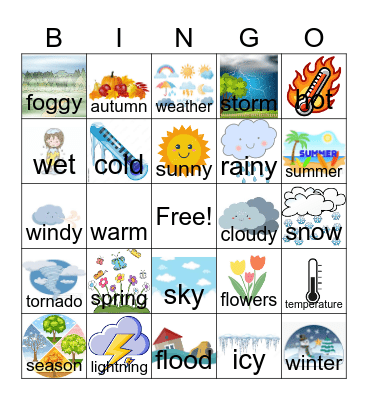 Seasons and Weather Bingo Card