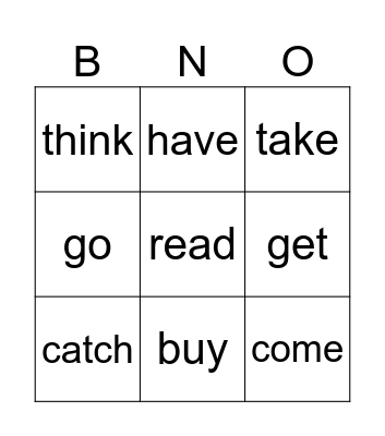 Verbs Bingo! Bingo Card