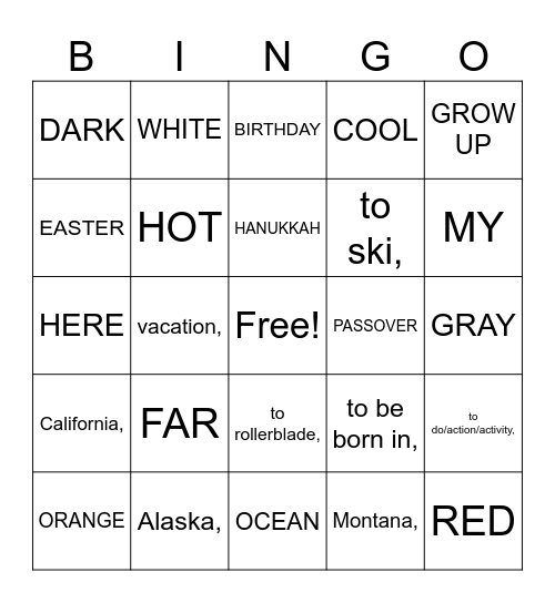 Master ASL Unit 3.1 Bingo Card