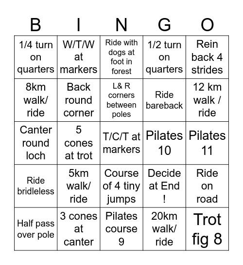 Claire & Vale MOJO Bingo Card