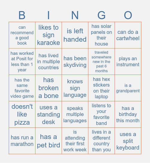 Find a coworker who Bingo Card