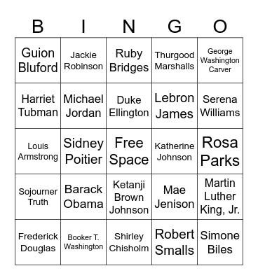 Black History Month Bingo Card