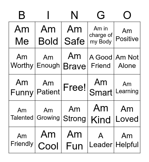 I Bingo Card
