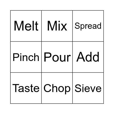 BINGO: COOKING EDITION Bingo Card