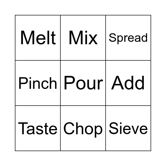 BINGO: COOKING EDITION Bingo Card