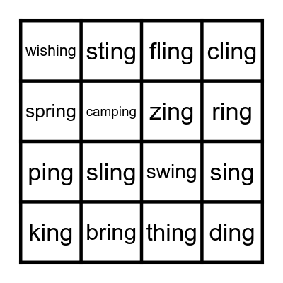 -ing BINGO Card