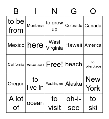 ASL 1 3.1 Vocab Bingo Card