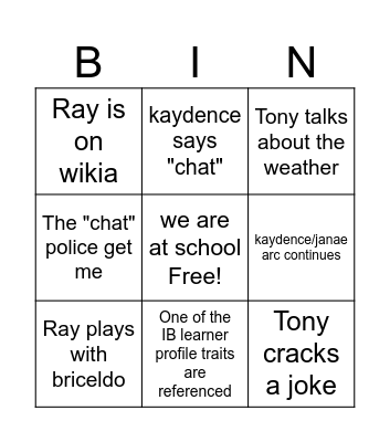 IB CO26 Bingo Card