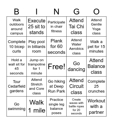MOVE IT MARCH Bingo Card