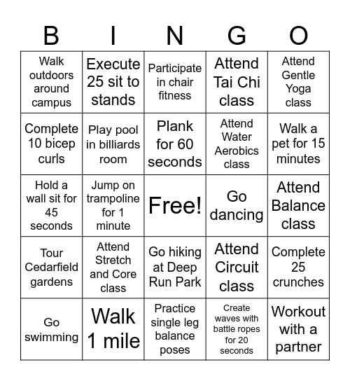 MOVE IT MARCH Bingo Card