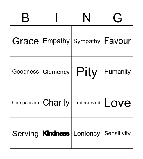 MERCY! Bingo Card