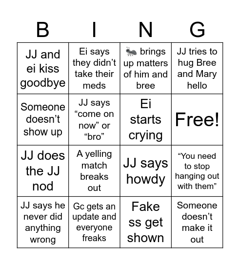 Cursed Hangout Bingo Card