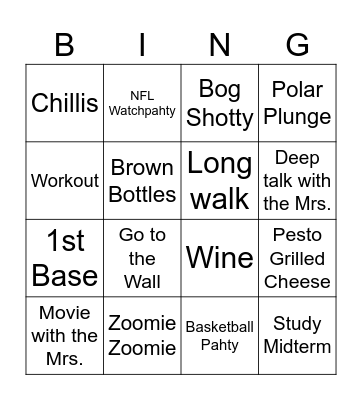 Jan 16 - Jan 20 Bingo Card