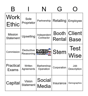 Barber Business Bingo Card