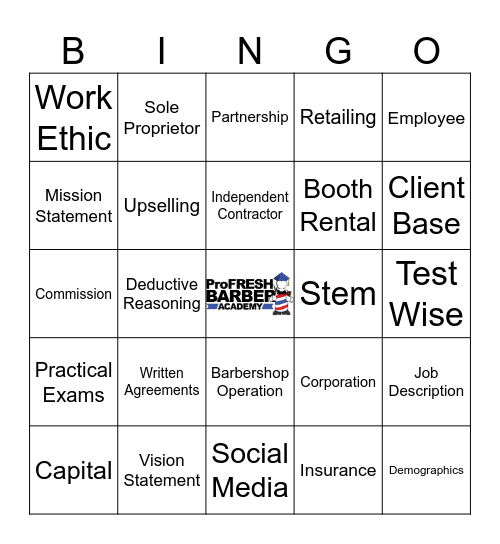 Barber Business Bingo Card