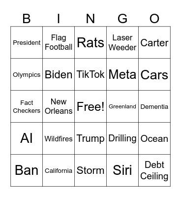 CNN 10 1/14/25 Bingo Card