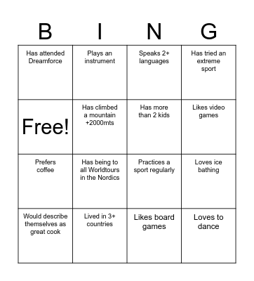 SE onsite Bingo Mingle Bingo Card