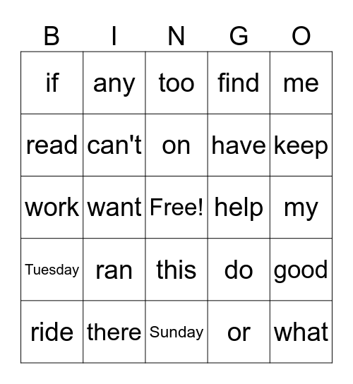 Weeks 10-12 Bingo Card