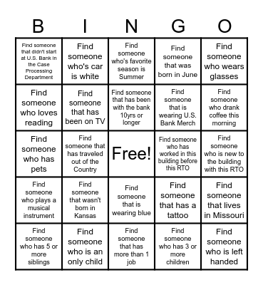Return To Office Bingo Card