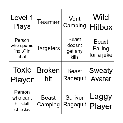 FTF Bingo Card