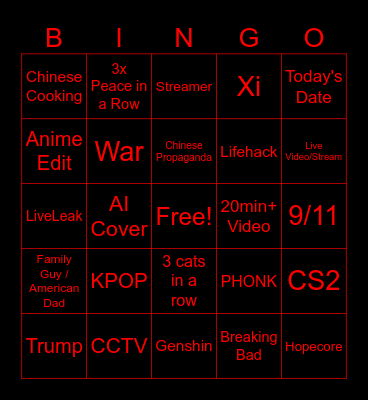 Douyin Bingo Card