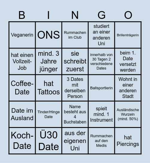 Date-Bingo Card
