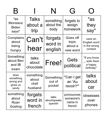 Untitled Bingo Card