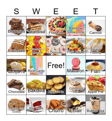 DESSERTS Bingo Card