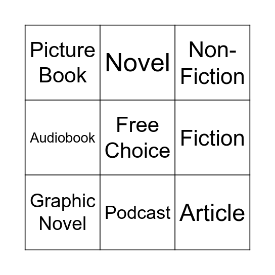Reading Bingo Card