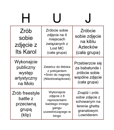 Bingo by Krzak Bingo Card