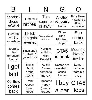 2025 Bungo Bingo Card