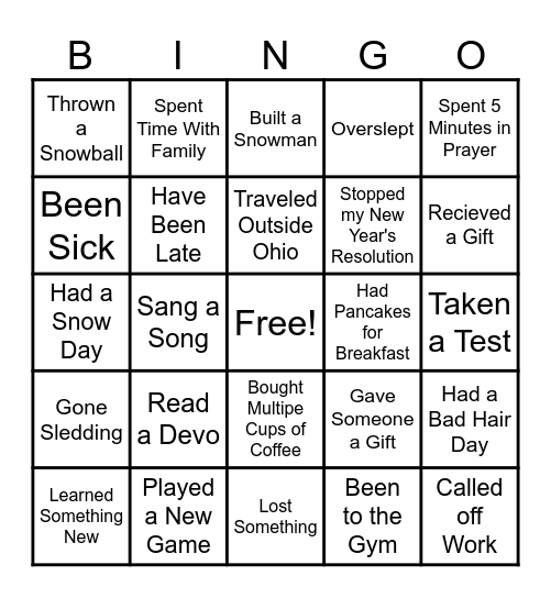 In 2025 I Have Already: Bingo Card