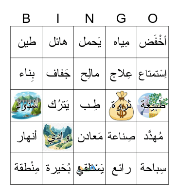 البحر الميت Bingo Card