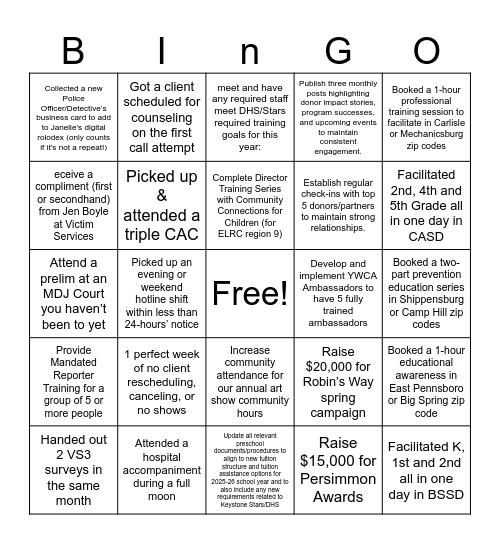 YWCACCC BINGO Card