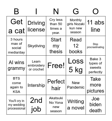 Ghadah's 2025 BINGO Card