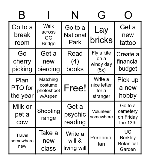 2025 Bingo Card