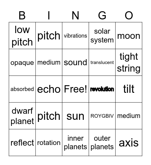 Science Review Bingo Card