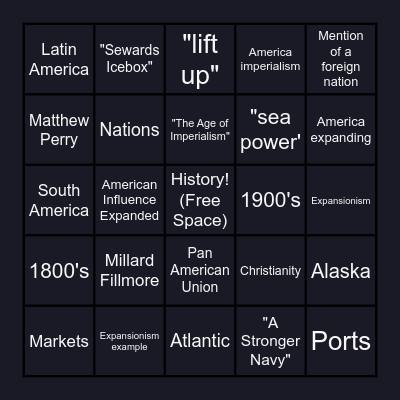 "Seeking New Frontiers" BIngo Card