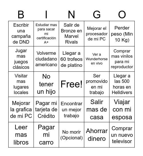Serguiño Bingo Card