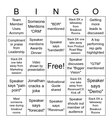 RKO 2025 Bingo Card
