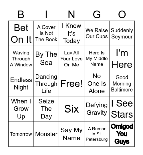 Musicals Bingo Card