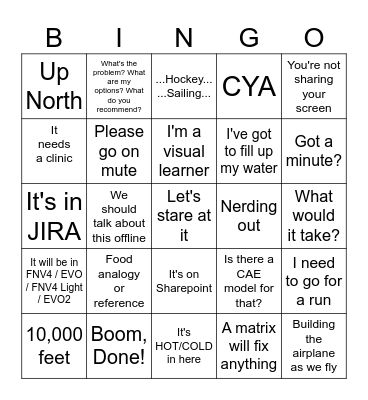 PEHF Bingo Card