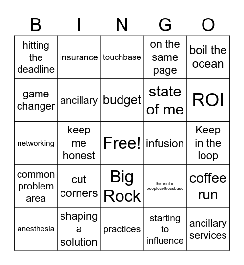Workplace Bingo Card