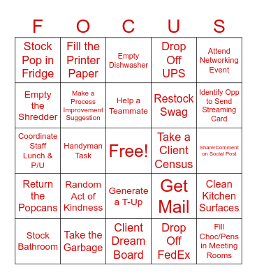 FOCUS BINGO Card